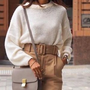 ZARA cream white warm knitted sweater